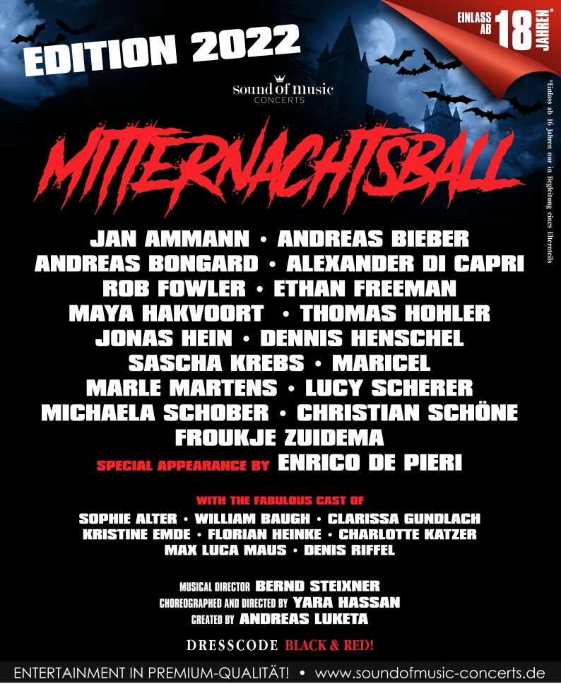 MITTERNACHTSBALL 2022 – DIE LANGE HALLOWEEN-HORROR-MUSICAL-NACHT